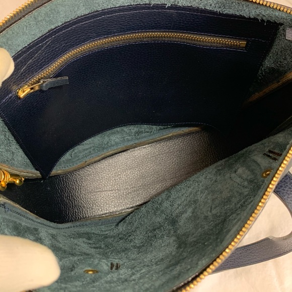 Blue pebble leather shoulder bag purse custom - Picture 11 of 12